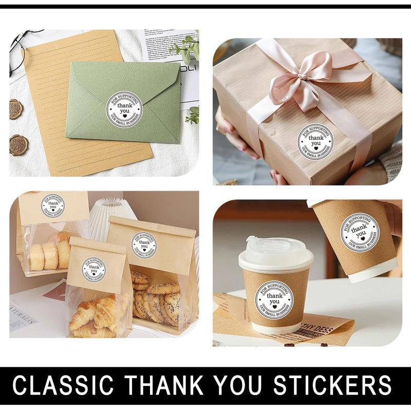 Well Tile 1.5" Round Thank You Stickers - Printed Thank You for Supporting Our Small Business Stickers with Hearts - 500 Thank You Labels Per Roll - Image 5